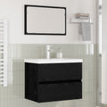 Juego de muebles de baño 3 pcs Roble Negro Madera de ingeniería