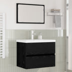 Juego de muebles de baño 3 pcs Roble Negro Madera de ingeniería