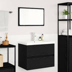 Juego de muebles de baño 3 pcs Roble Negro Madera de ingeniería