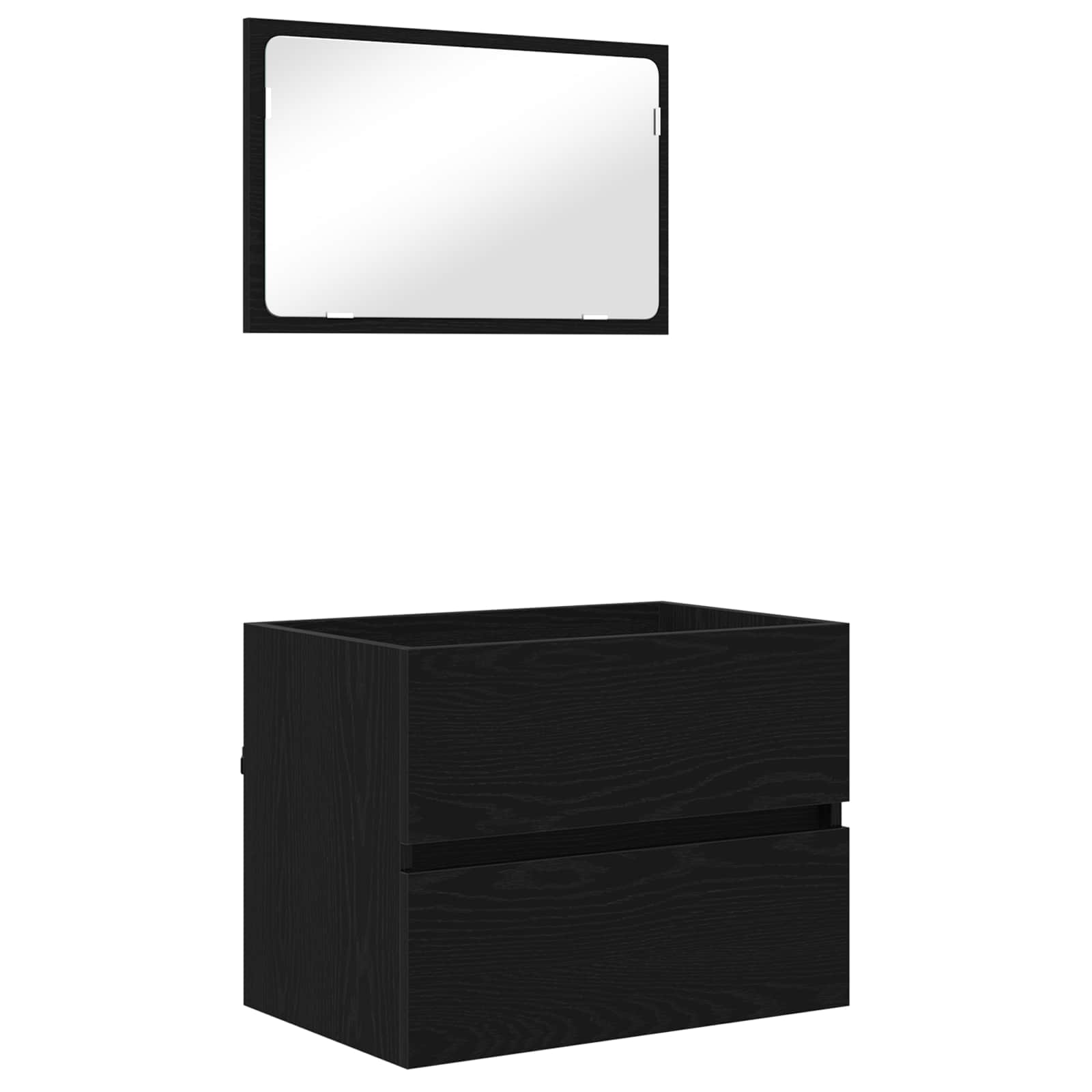 Juego de muebles de baño 3 pcs Roble Negro Madera de ingeniería