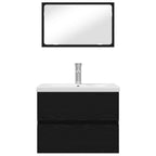 Juego de muebles de baño 3 pcs Roble Negro Madera de ingeniería