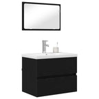 Juego de muebles de baño 3 pcs Roble Negro Madera de ingeniería
