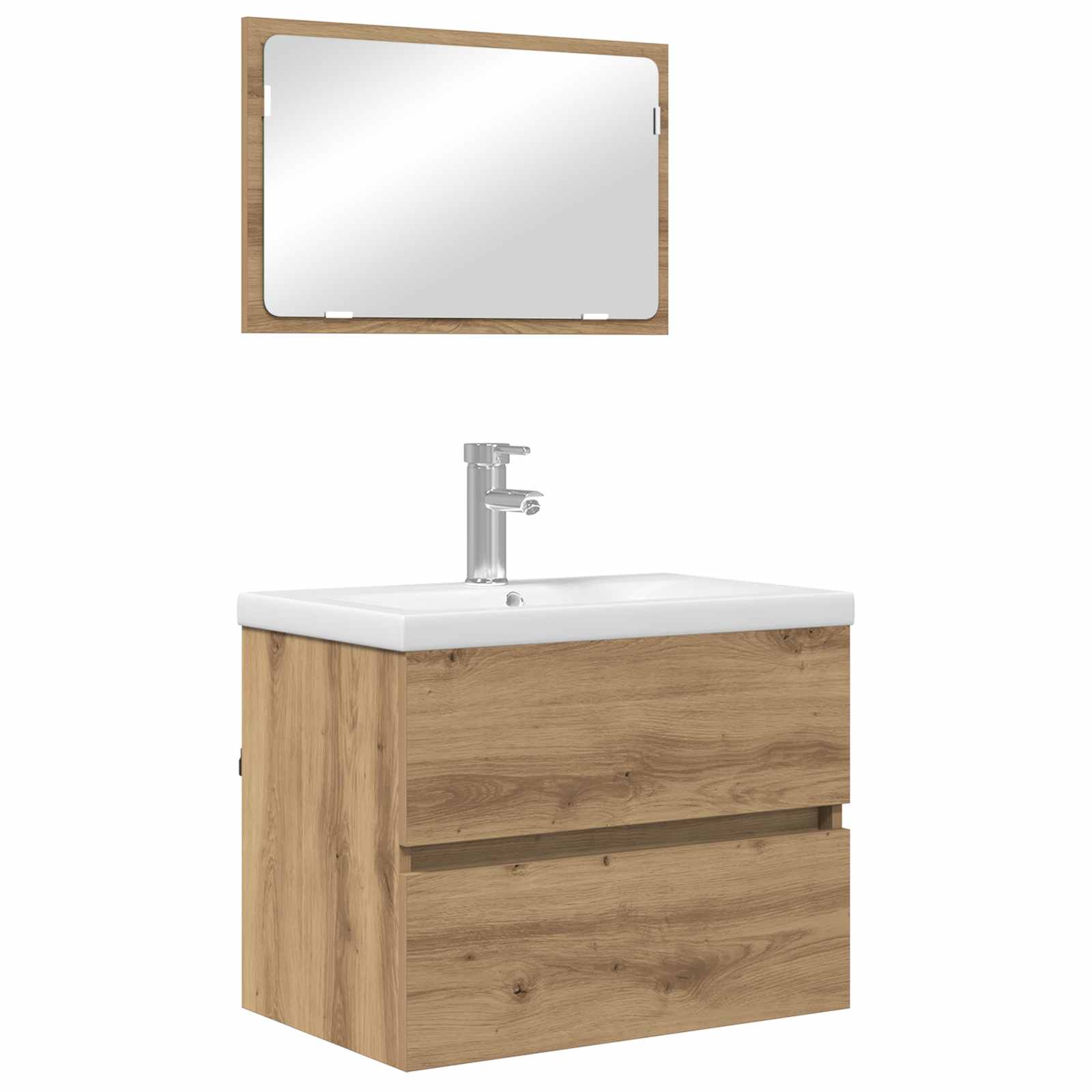 Juego de muebles de baño con cajón 3 pcs Roble artesanal