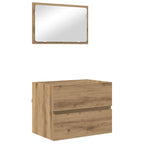 Juego de muebles de baño con cajón 3 pcs Roble artesanal