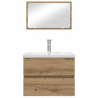 Juego de muebles de baño con cajón 3 pcs Roble artesanal