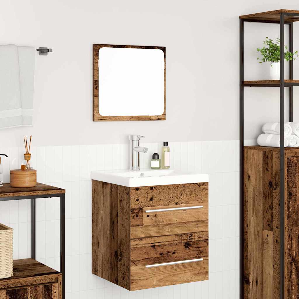 Juego de muebles de baño con cajón 2 pcs Madera envejecida
