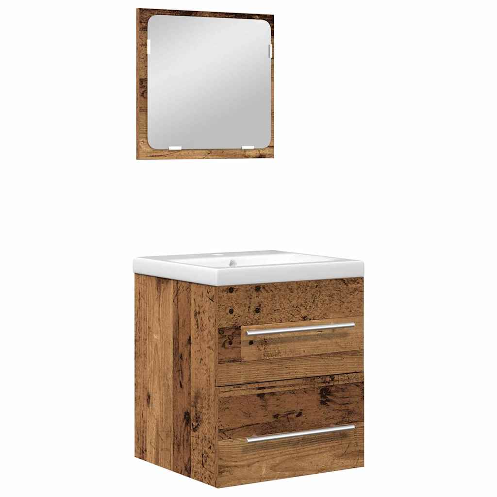 Juego de muebles de baño con cajón 2 pcs Madera envejecida