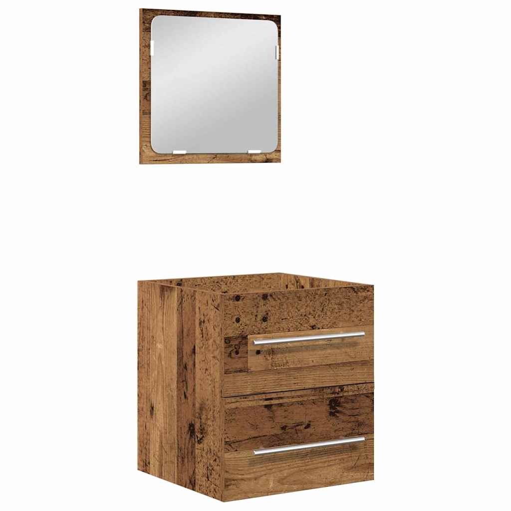 Juego de muebles de baño con cajón 2 pcs Madera envejecida