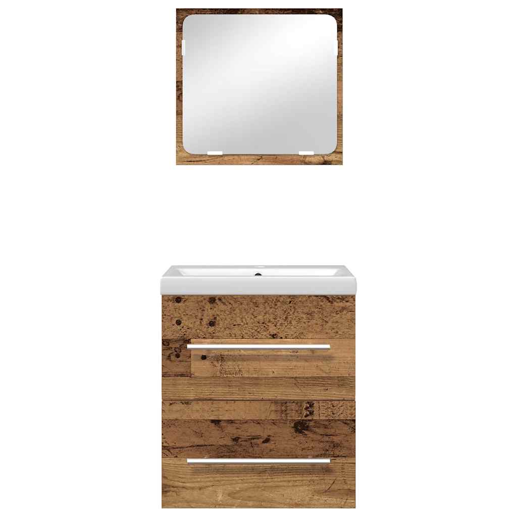 Juego de muebles de baño con cajón 2 pcs Madera envejecida