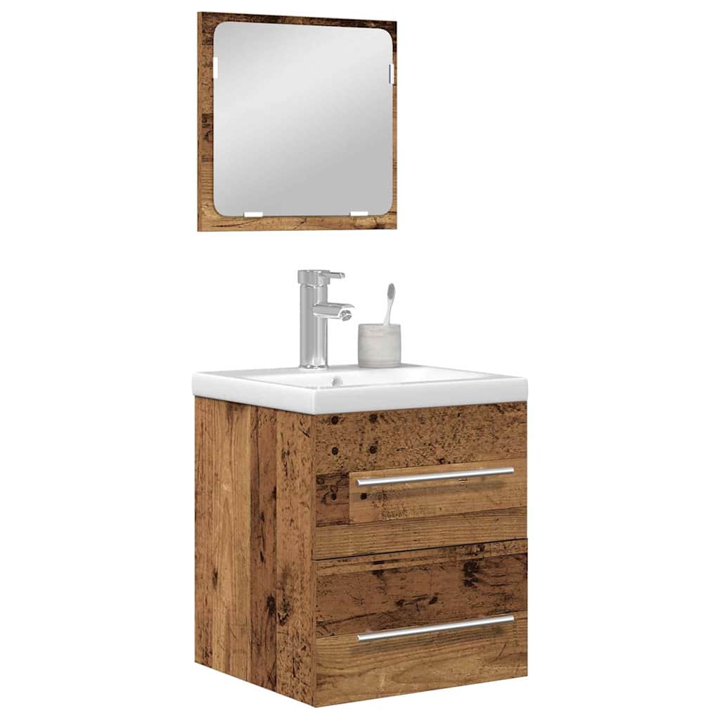 Juego de muebles de baño con cajón 2 pcs Madera envejecida