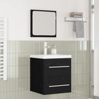 Juego de muebles de baño 2 pcs Roble Negro Madera de ingeniería