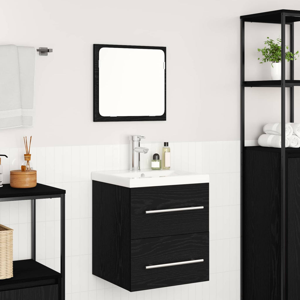 Juego de muebles de baño 2 pcs Roble Negro Madera de ingeniería