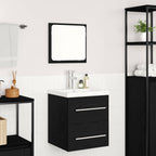 Juego de muebles de baño 2 pcs Roble Negro Madera de ingeniería