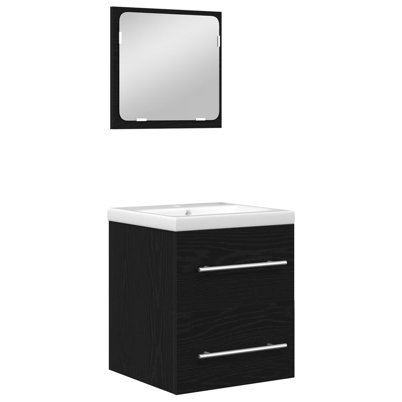 Juego de muebles de baño 2 pcs Roble Negro Madera de ingeniería
