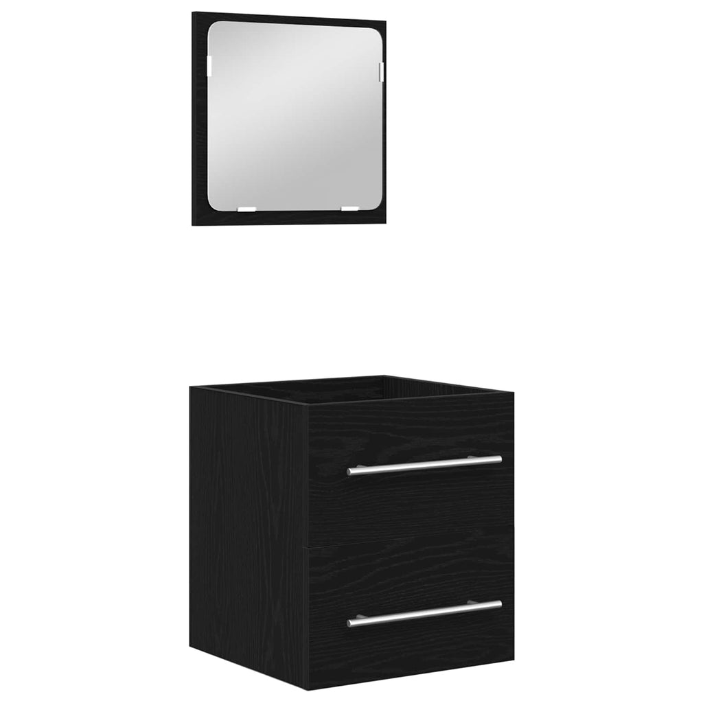 Juego de muebles de baño 2 pcs Roble Negro Madera de ingeniería
