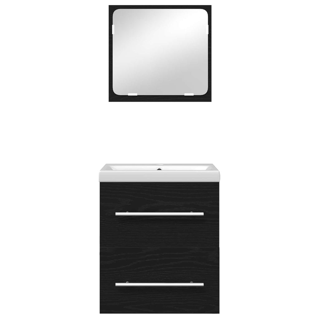 Juego de muebles de baño 2 pcs Roble Negro Madera de ingeniería