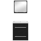 Juego de muebles de baño 2 pcs Roble Negro Madera de ingeniería