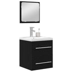 Juego de muebles de baño 2 pcs Roble Negro Madera de ingeniería