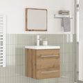 Juego de muebles de baño con cajón 2 pcs Roble artesanal