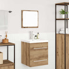 Juego de muebles de baño con cajón 2 pcs Roble artesanal