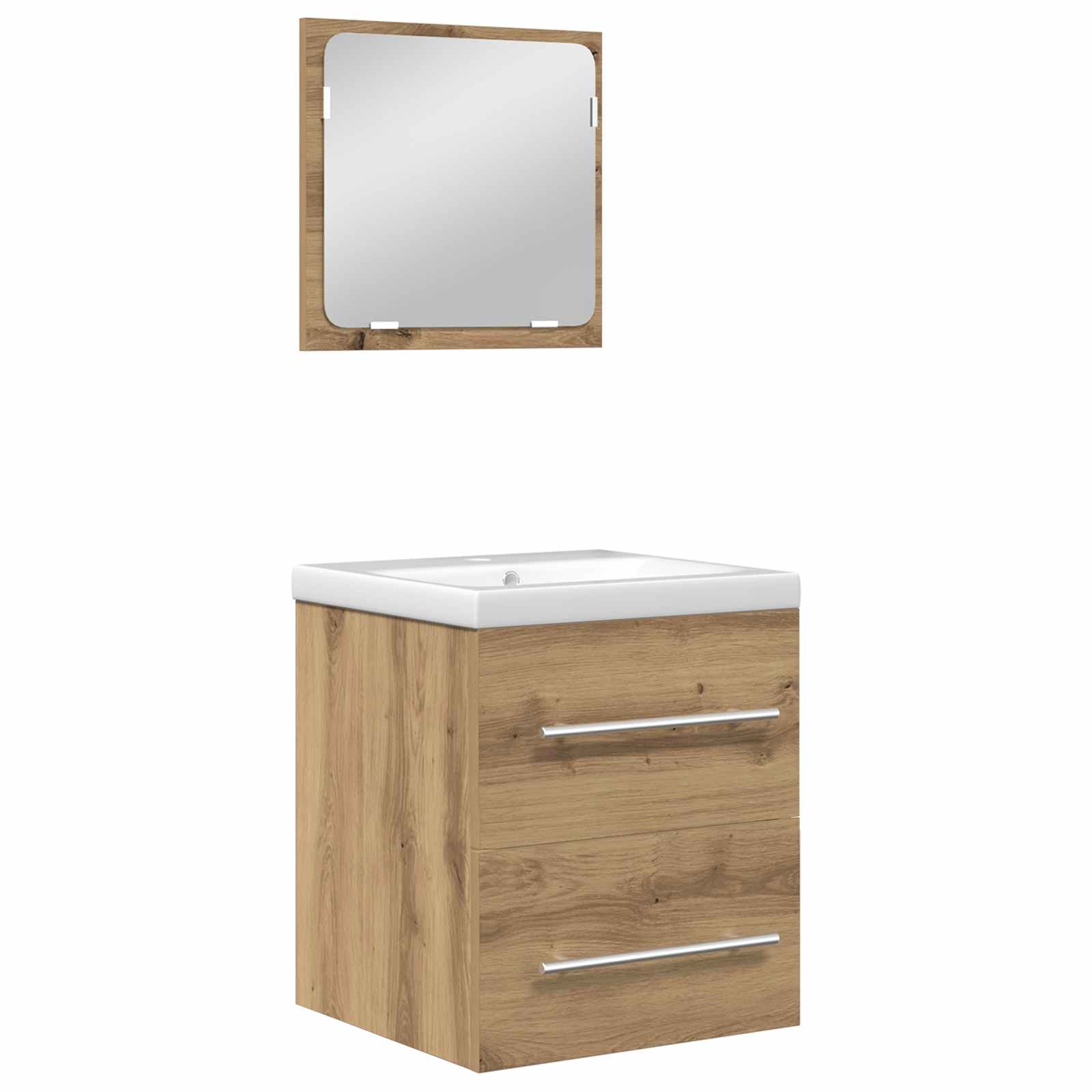 Juego de muebles de baño con cajón 2 pcs Roble artesanal