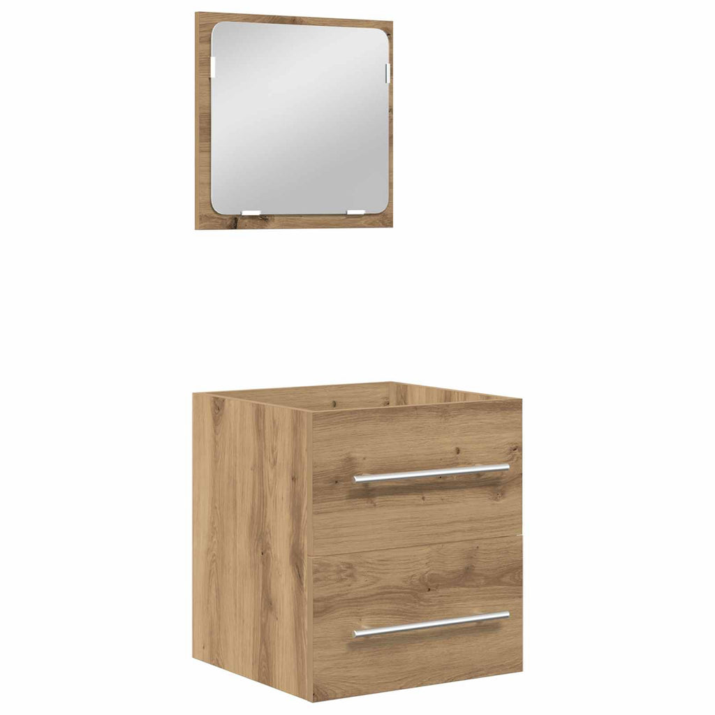 Juego de muebles de baño con cajón 2 pcs Roble artesanal