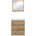 Juego de muebles de baño con cajón 2 pcs Roble artesanal