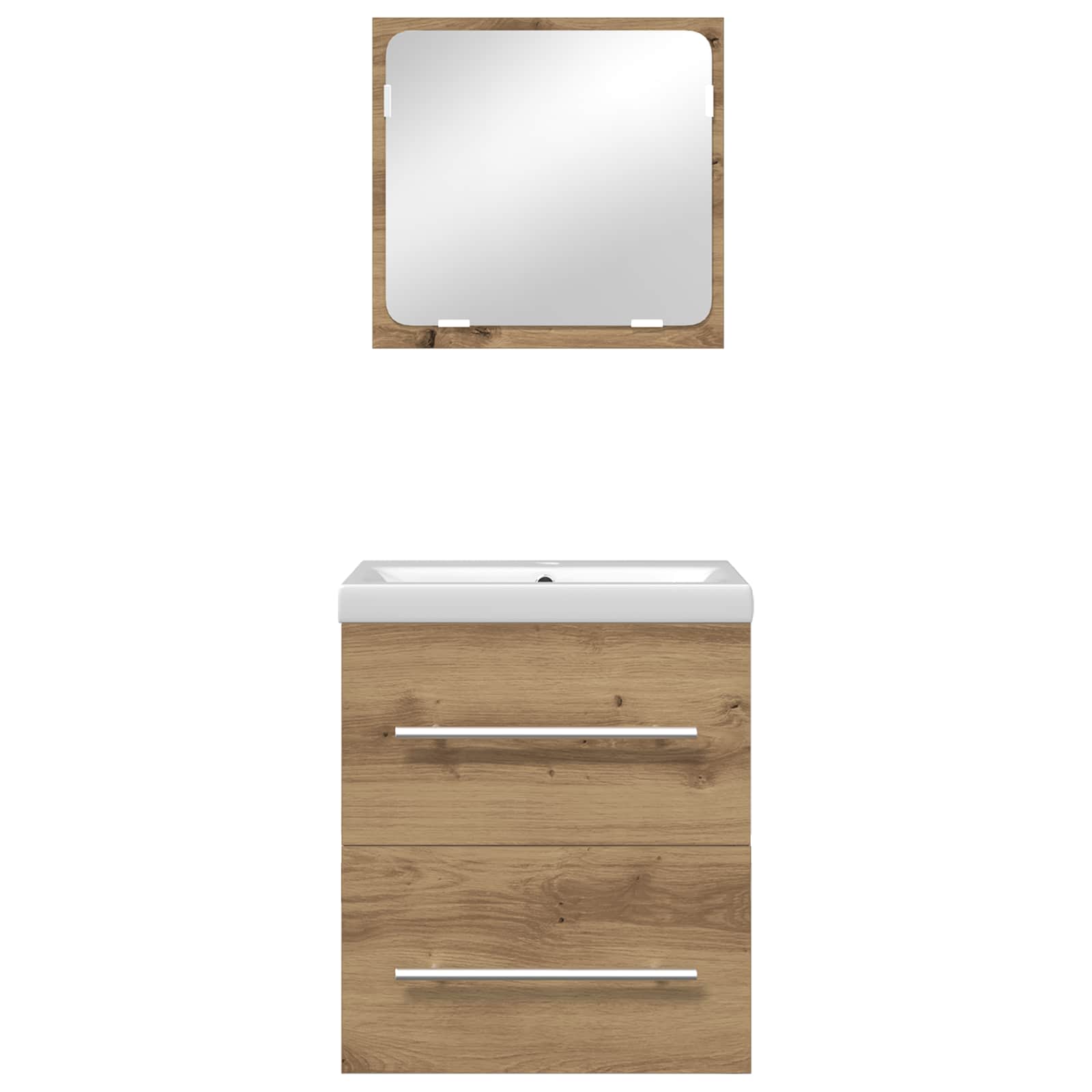 Juego de muebles de baño con cajón 2 pcs Roble artesanal