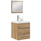 Juego de muebles de baño con cajón 2 pcs Roble artesanal