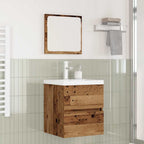 Juego de muebles de baño con cajón 2 pcs Madera Vieja y