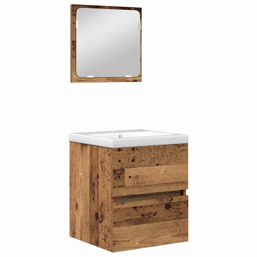 Juego de muebles de baño con cajón 2 pcs Madera Vieja y