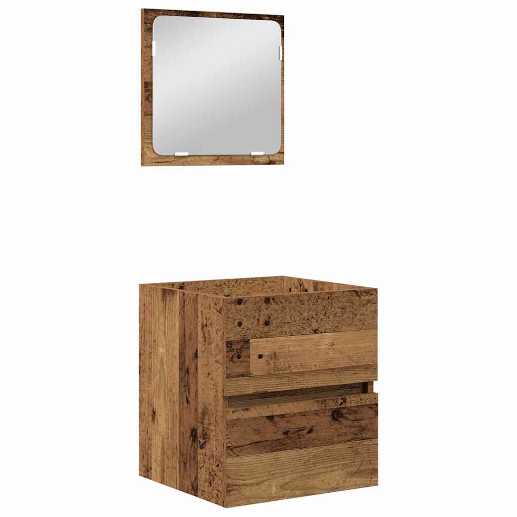 Juego de muebles de baño con cajón 2 pcs Madera Vieja y