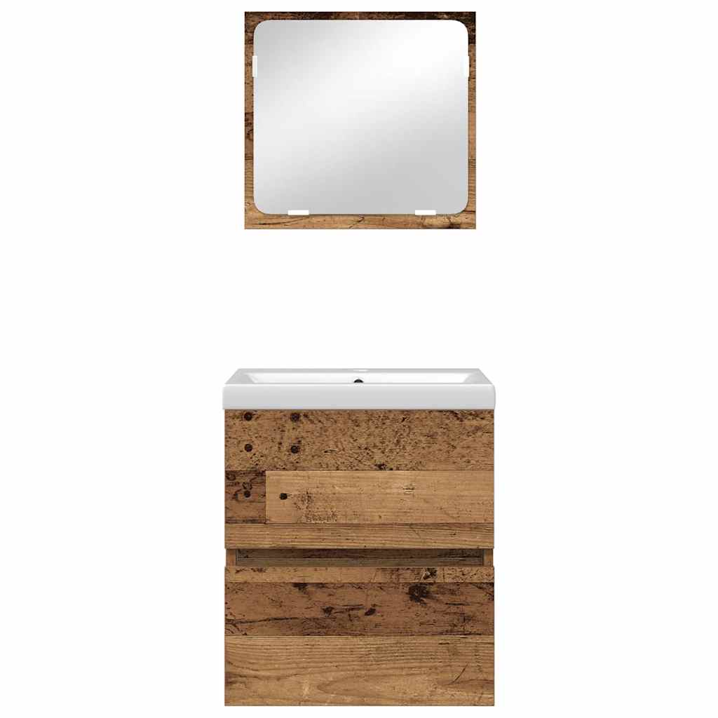 Juego de muebles de baño con cajón 2 pcs Madera Vieja y