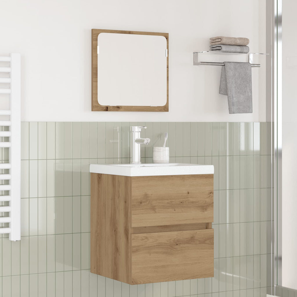 Juego de muebles de baño con cajón 2 pcs Roble Artesano y
