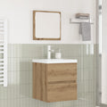 Juego de muebles de baño con cajón 2 pcs Roble Artesano y