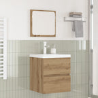 Juego de muebles de baño con cajón 2 pcs Roble Artesano y