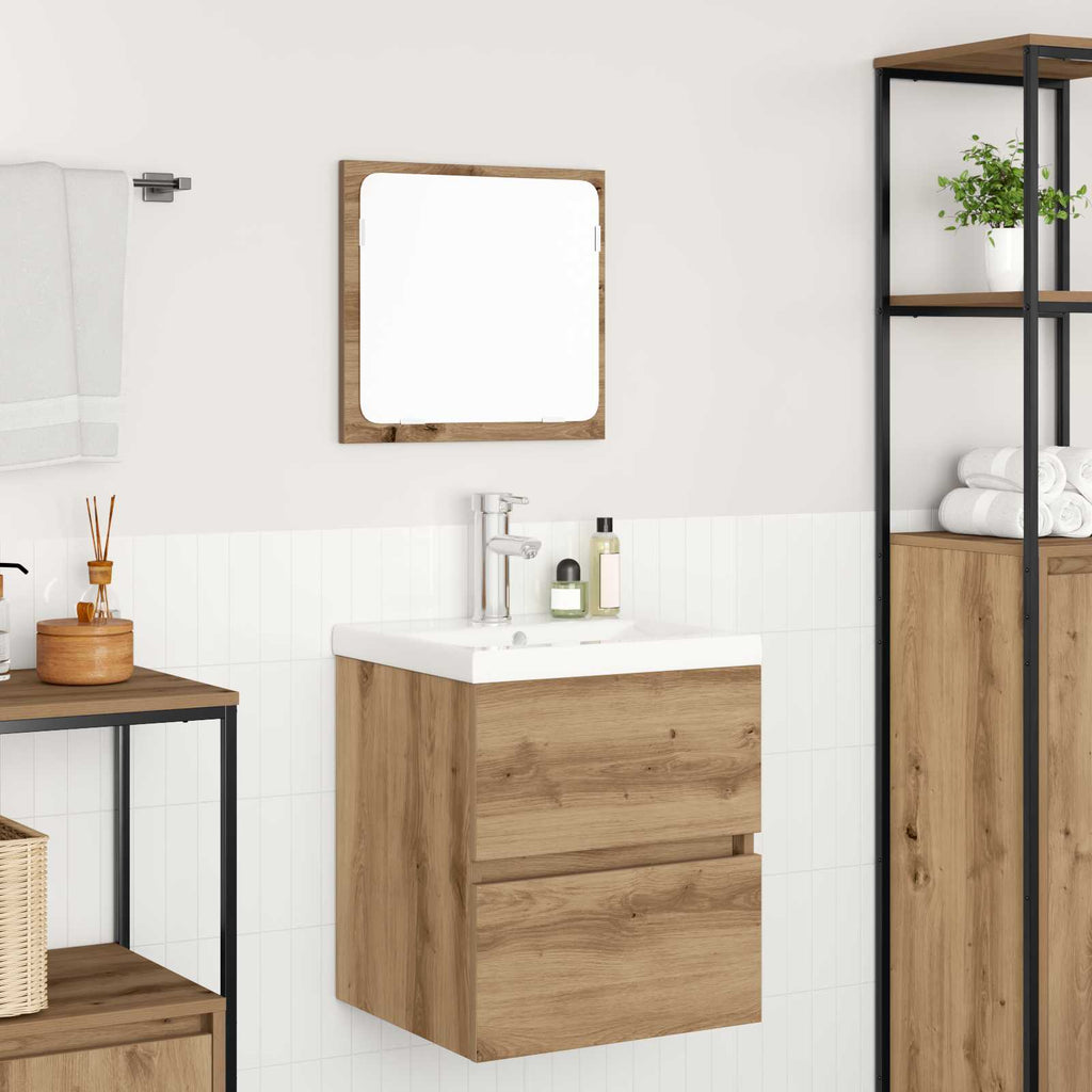 Juego de muebles de baño con cajón 2 pcs Roble Artesano y