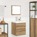 Juego de muebles de baño con cajón 2 pcs Roble Artesano y