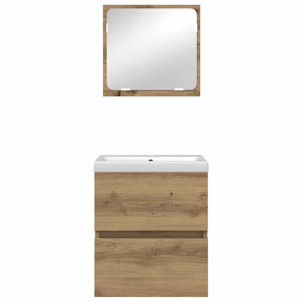 Juego de muebles de baño con cajón 2 pcs Roble Artesano y