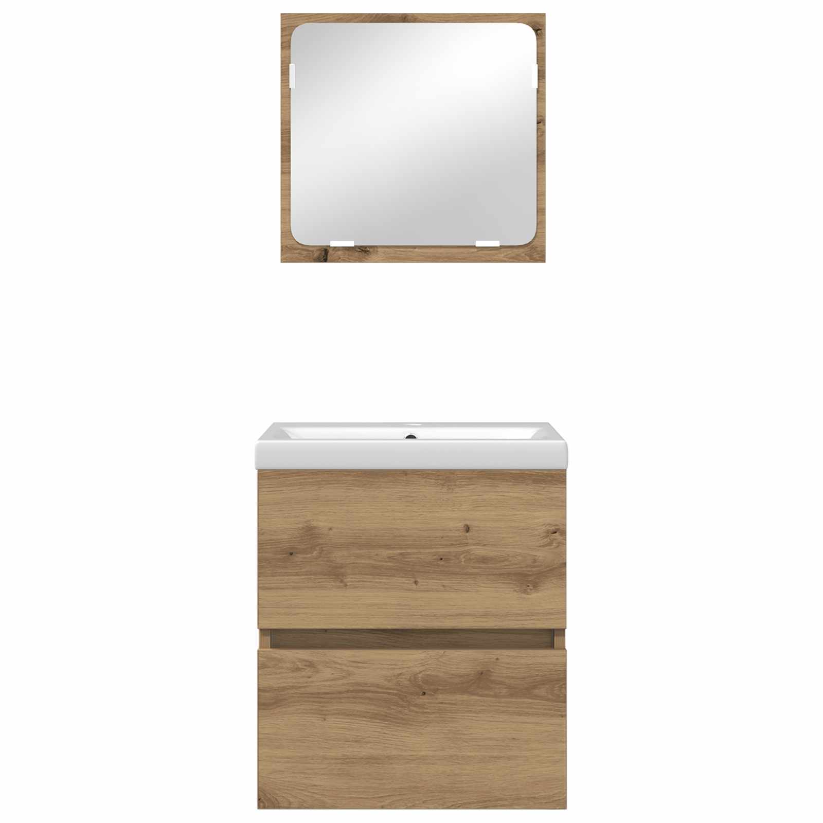 Juego de muebles de baño con cajón 2 pcs Roble Artesano y