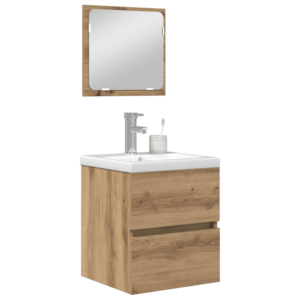 Juego de muebles de baño con cajón 2 pcs Roble Artesano y