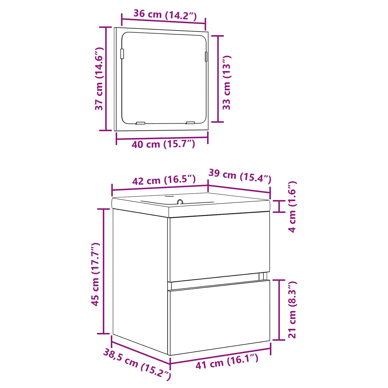 Juego de muebles de baño con cajón 2 pcs Roble Artesano y