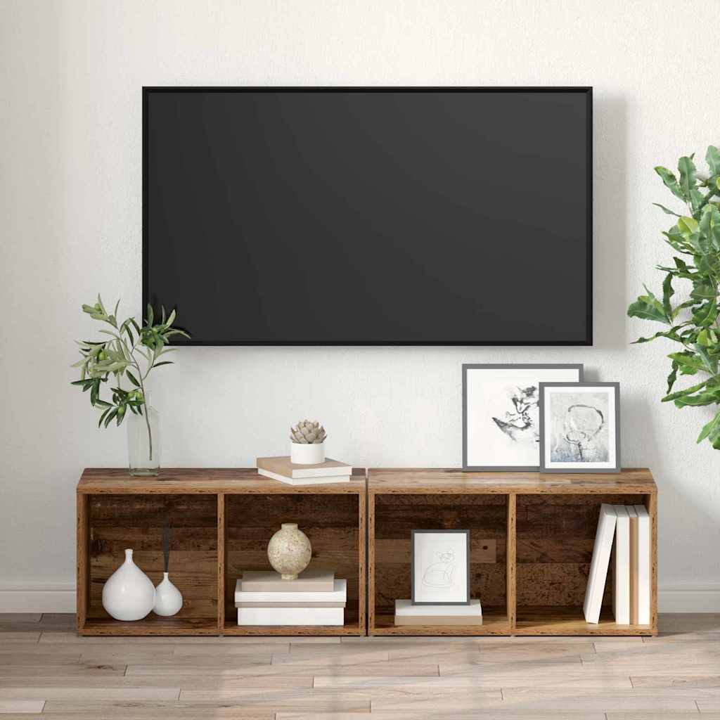Conjunto de mueble de TV 2 pcs Madera envejecida