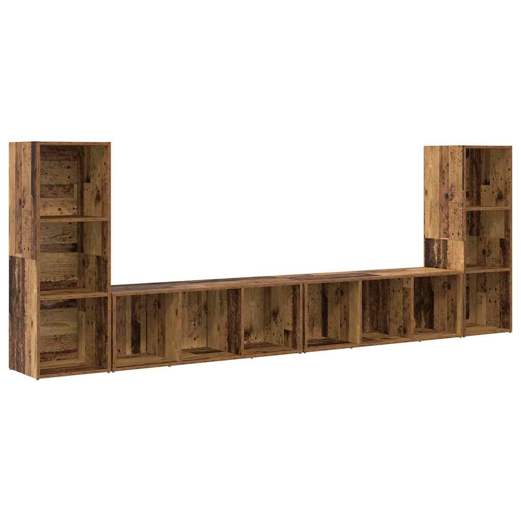 Conjunto de mueble de TV 4 pcs Madera Vieja 37 x 35 x 107 cm