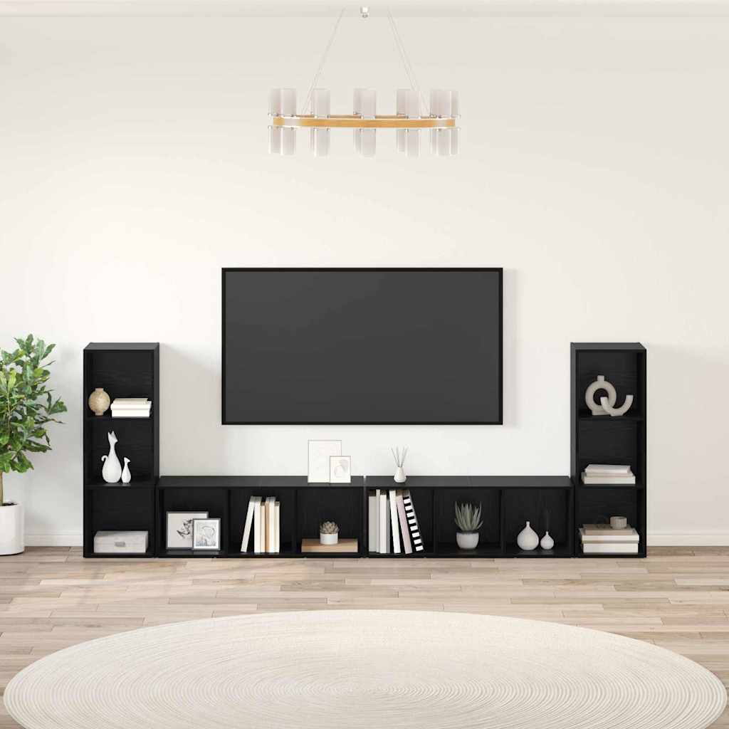 Conjunto de mueble de TV 4 pcs Madera Vieja 37 x 35 x 107 cm