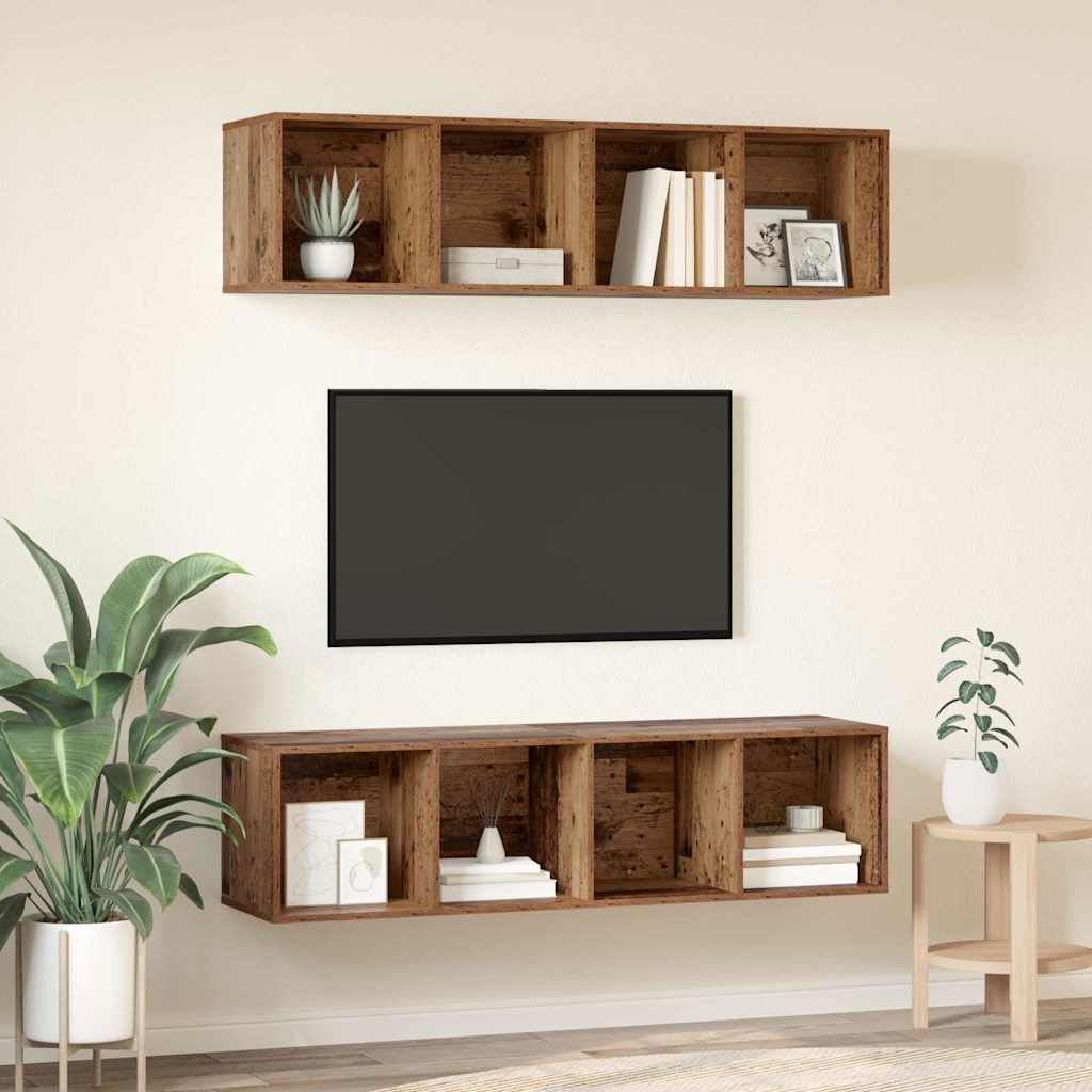 Conjunto de mueble de TV 2 pcs Madera Vieja 37 x 37 x 142,5 cm