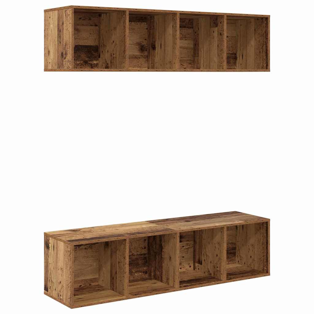 Conjunto de mueble de TV 2 pcs Madera Vieja 37 x 37 x 142,5 cm