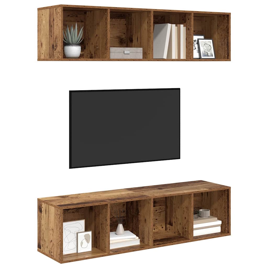 Conjunto de mueble de TV 2 pcs Madera Vieja 37 x 37 x 142,5 cm