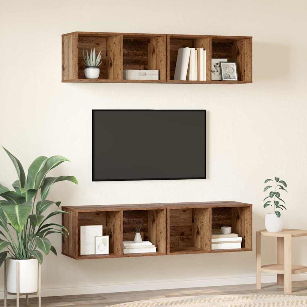 Conjunto de mueble de TV 4 pcs Madera Vieja 37 x 37 x 72 cm