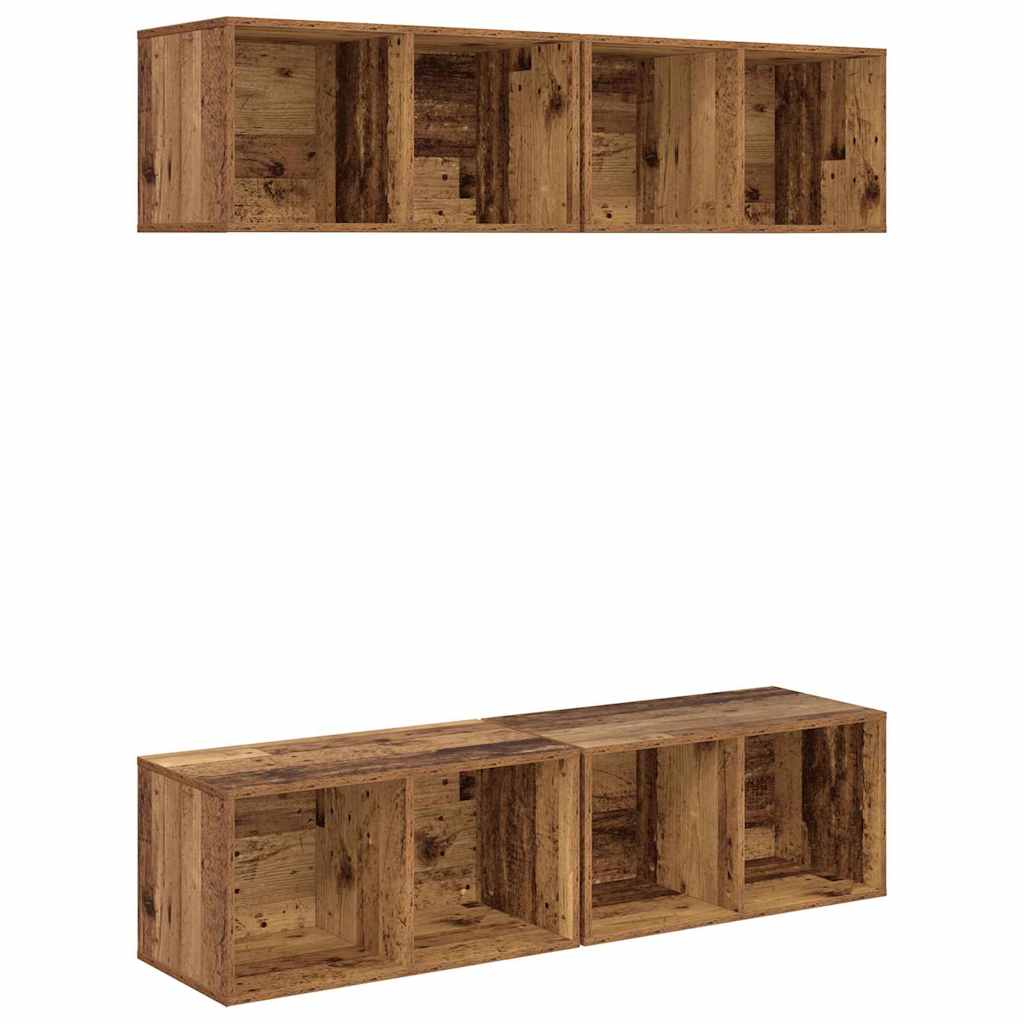 Conjunto de mueble de TV 4 pcs Madera Vieja 37 x 37 x 72 cm